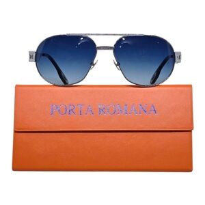 Porta Romana silver Sunglasses with blue lenses